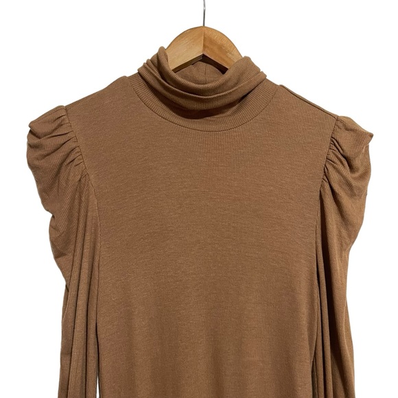 INC International Concepts Women's Puff-Sleeve Turtleneck Top Brown Size Small - Picture 3 of 7